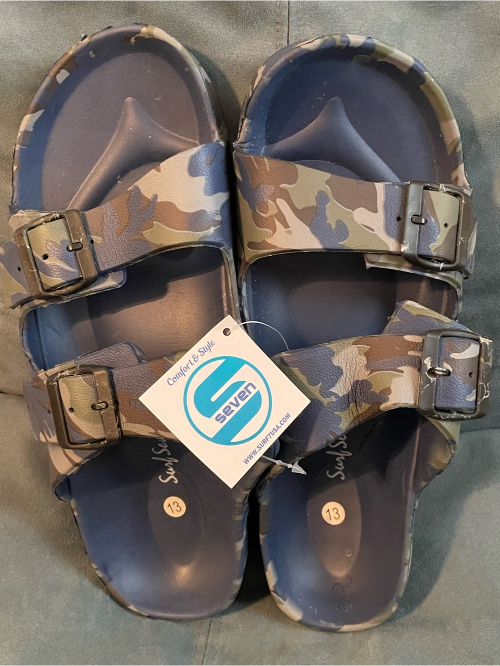 Double Buckle Camo Slide Sandals Size 13 NWT
